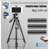 Profesyonel Kamera 150 Cm Çantalı Tripot Telefon Tutucu Bluetooth Kumandalı Vlog Video Çekim Tripodu